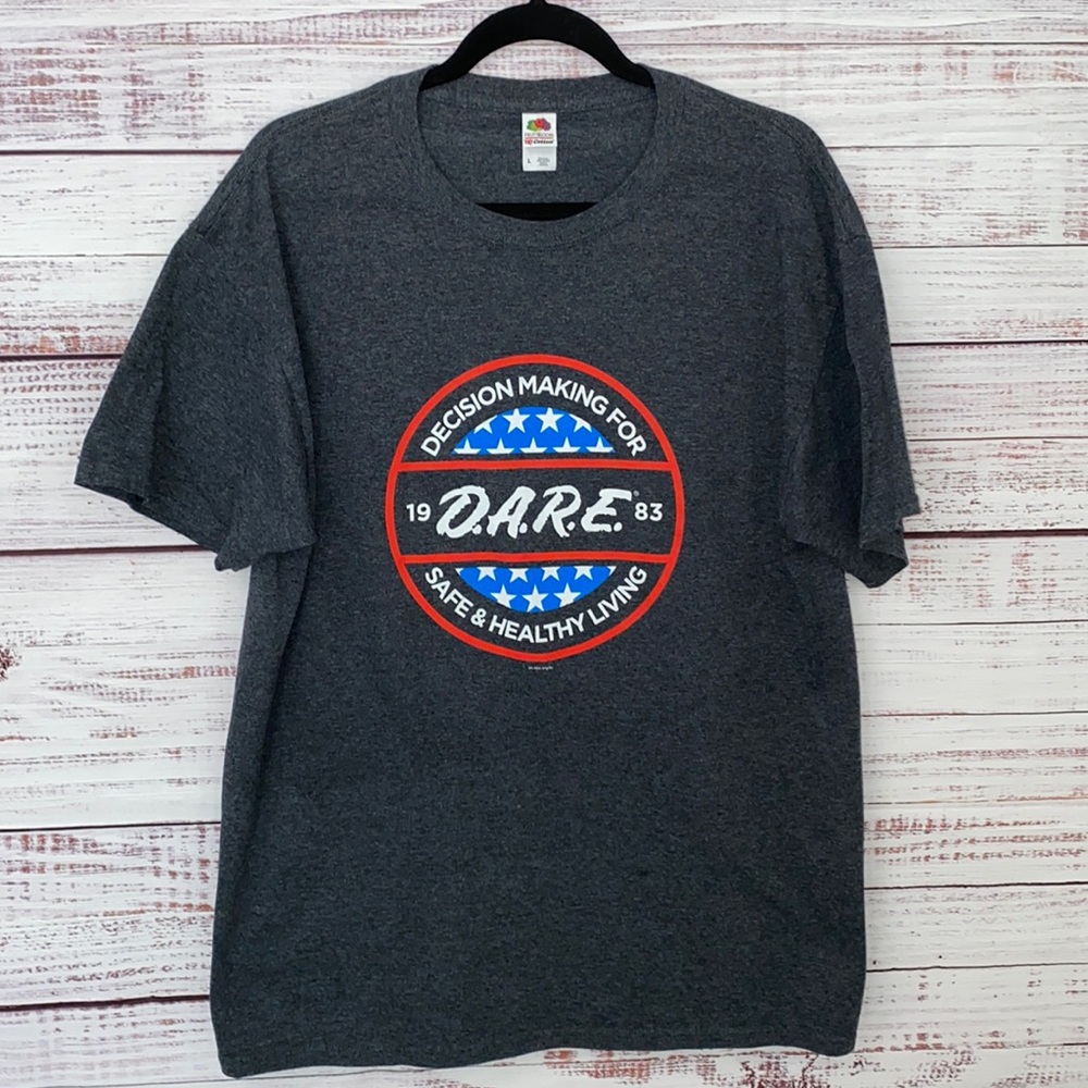 1983 D.A.R.E. Throwback Tee. Red White & Blue Men's Size: Large.